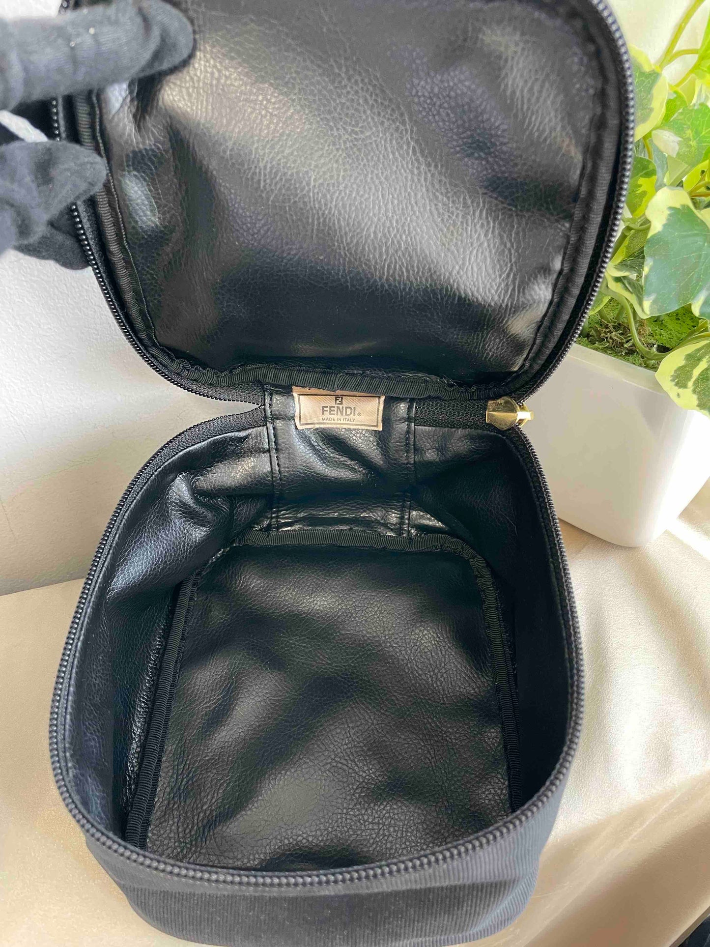 FENDI Canvas Pouch JZ52723000 Black Small Clutch
