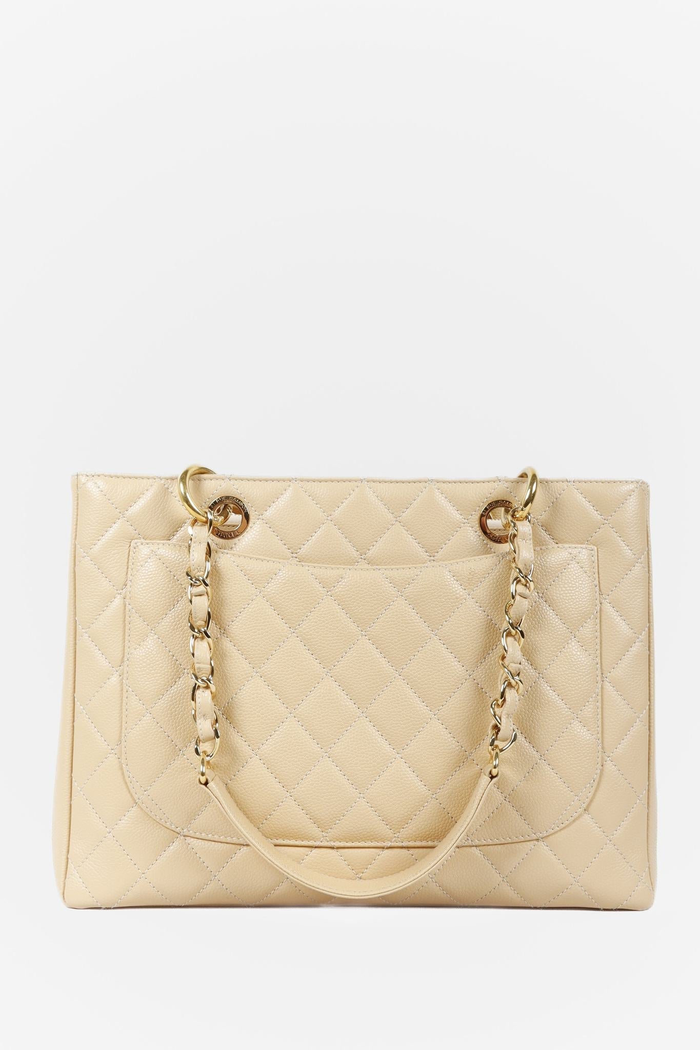 Chanel Beige Caviar Grand Shopping Tote Tote Bag - Rovelle Bags