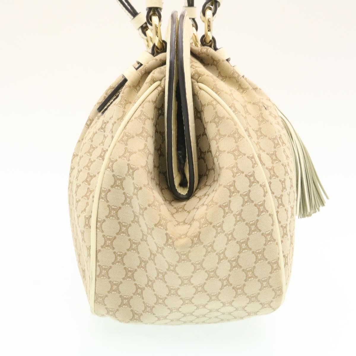 Luxury CELINE Macadam Canvas 2way Shoulder Bag Hand Bag Beige th2019