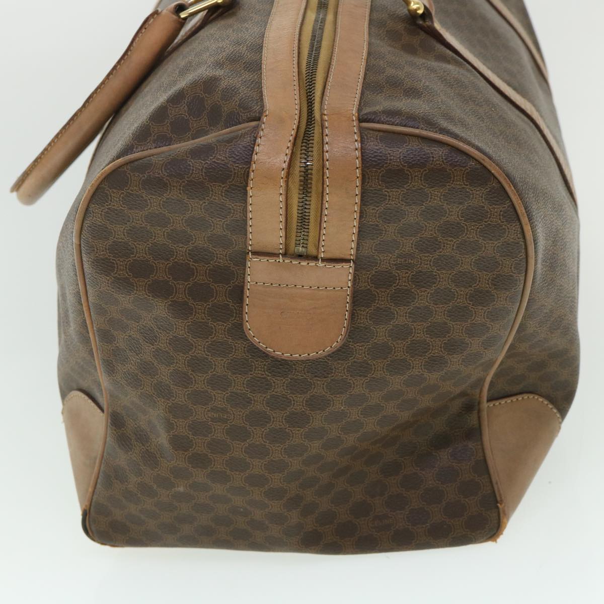 Luxury CELINE Macadam Canvas Boston Bag PVC Leather Brown ki2647