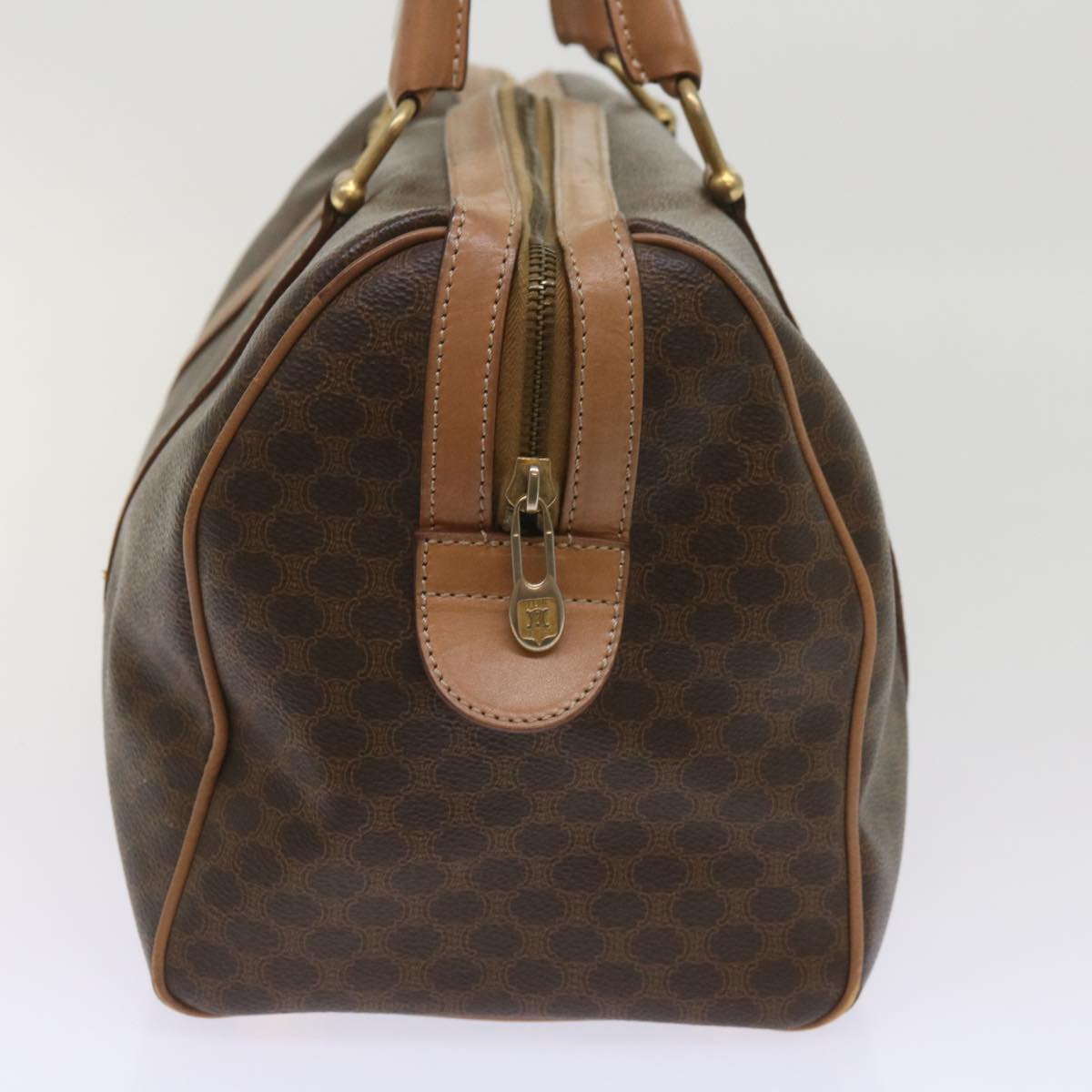 Luxury CELINE Macadam Canvas Boston Bag PVC Brown 10470