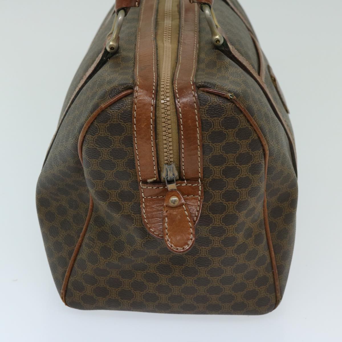 Luxury CELINE Macadam Canvas Boston Bag PVC Brown 11250