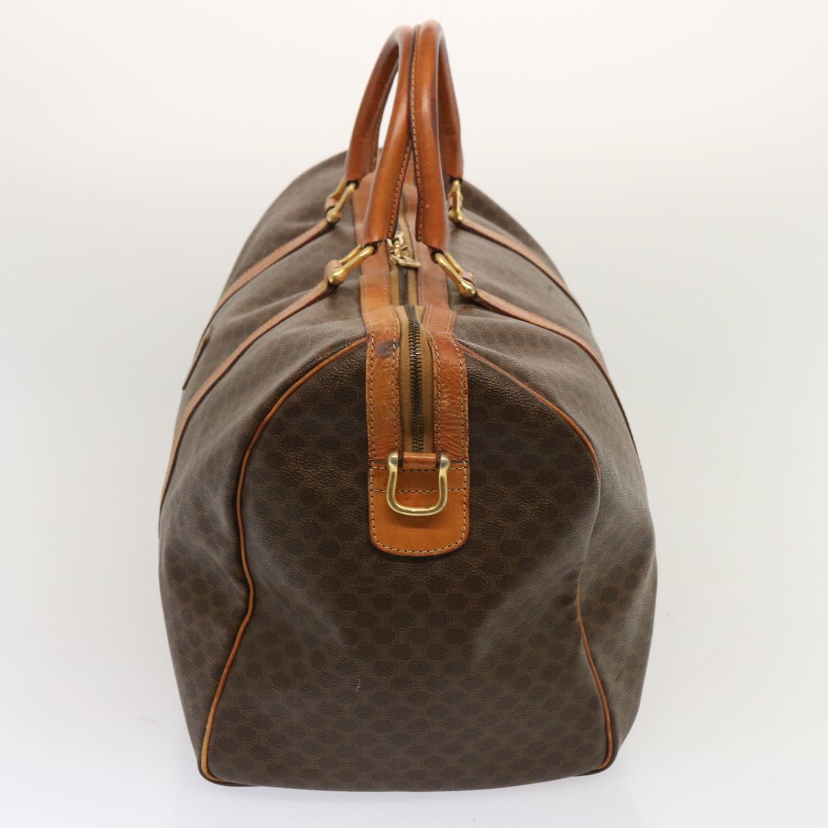 Luxury CELINE Macadam Canvas Boston Bag PVC Brown 11520