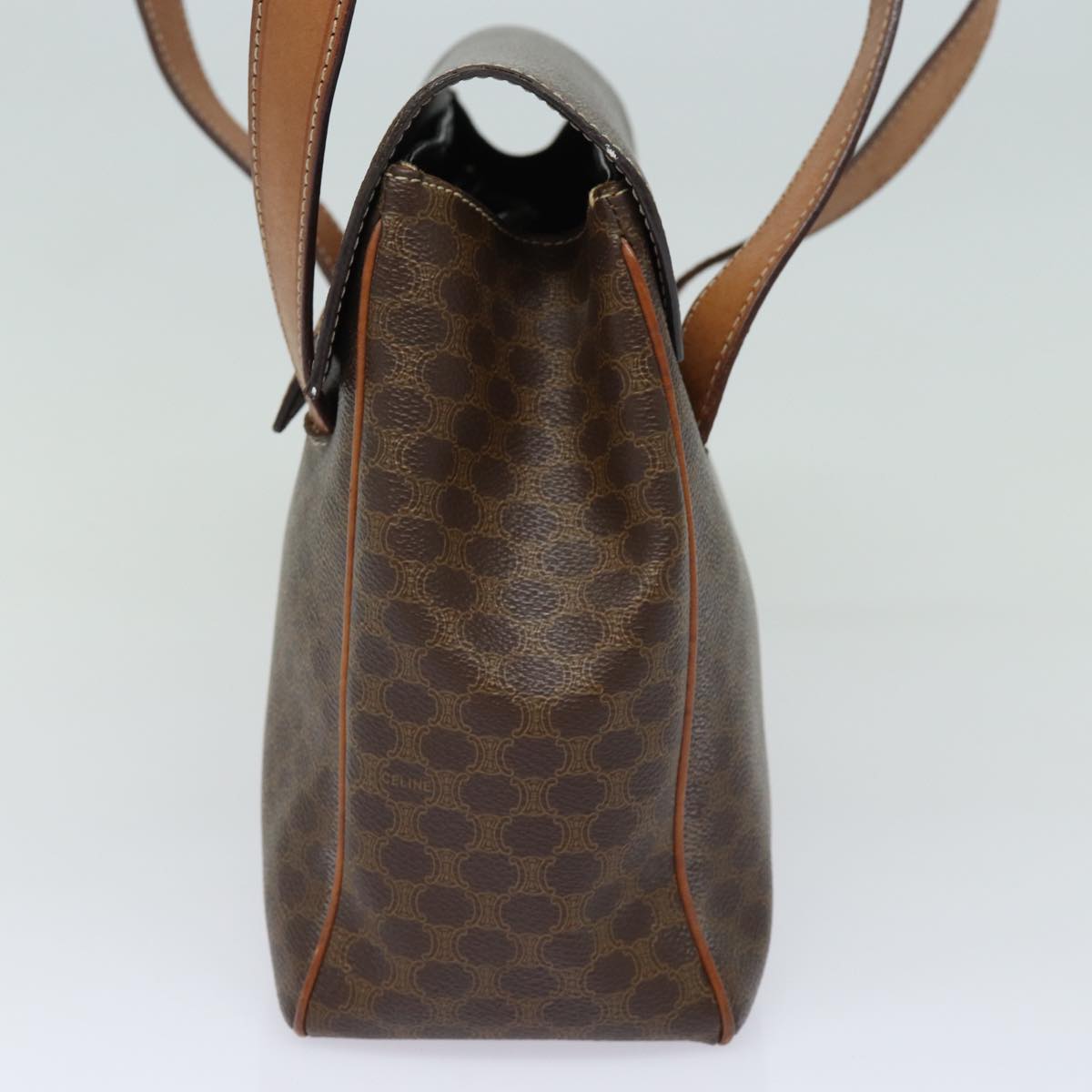 Luxury CELINE Macadam Canvas Shoulder Bag PVC Leather Brown 13171