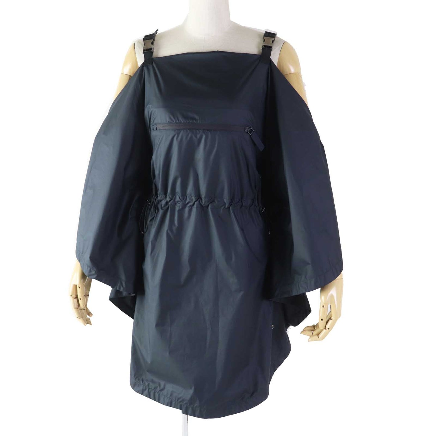 Christian Dior one piece 217R65A2829 Main: 100% polyester Navy Off Shoulder Drawstring Dress Women XS