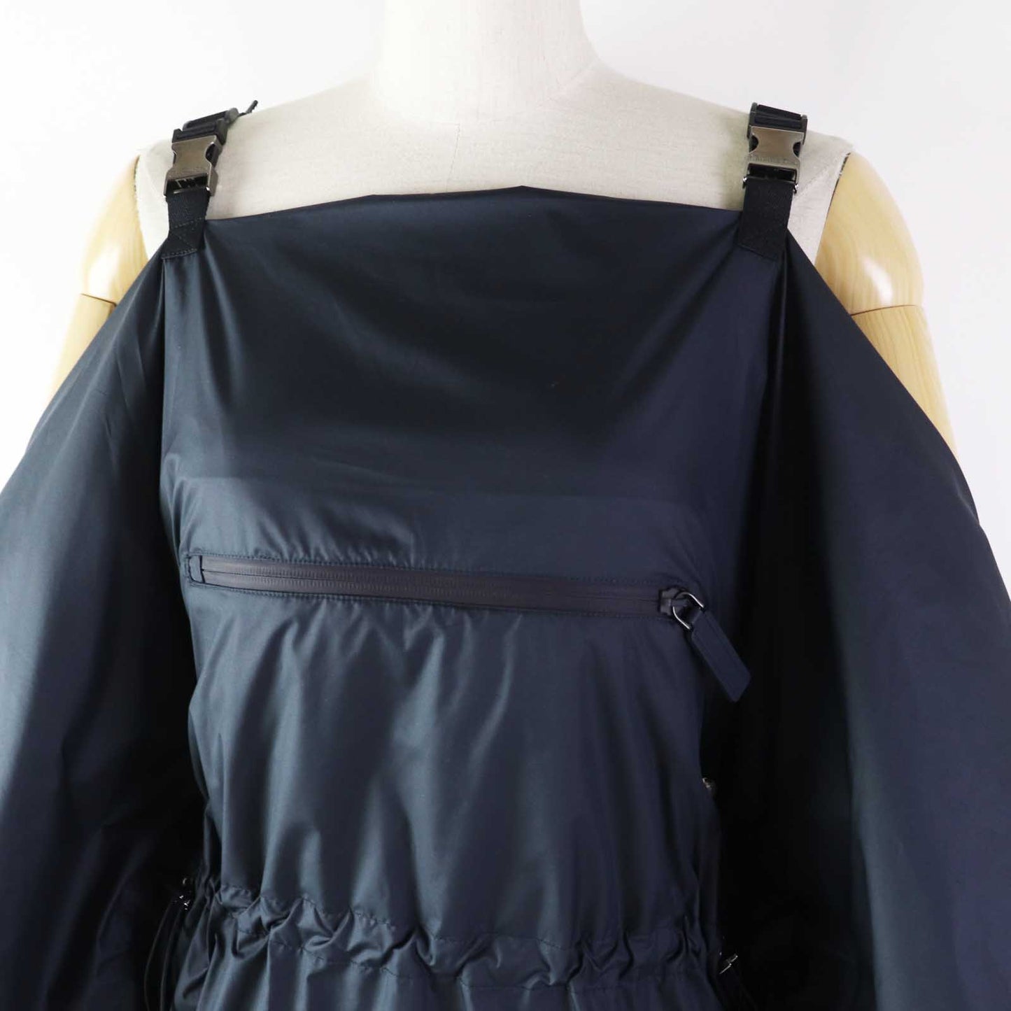 Christian Dior one piece 217R65A2829 Main: 100% polyester Navy Off Shoulder Drawstring Dress Women XS