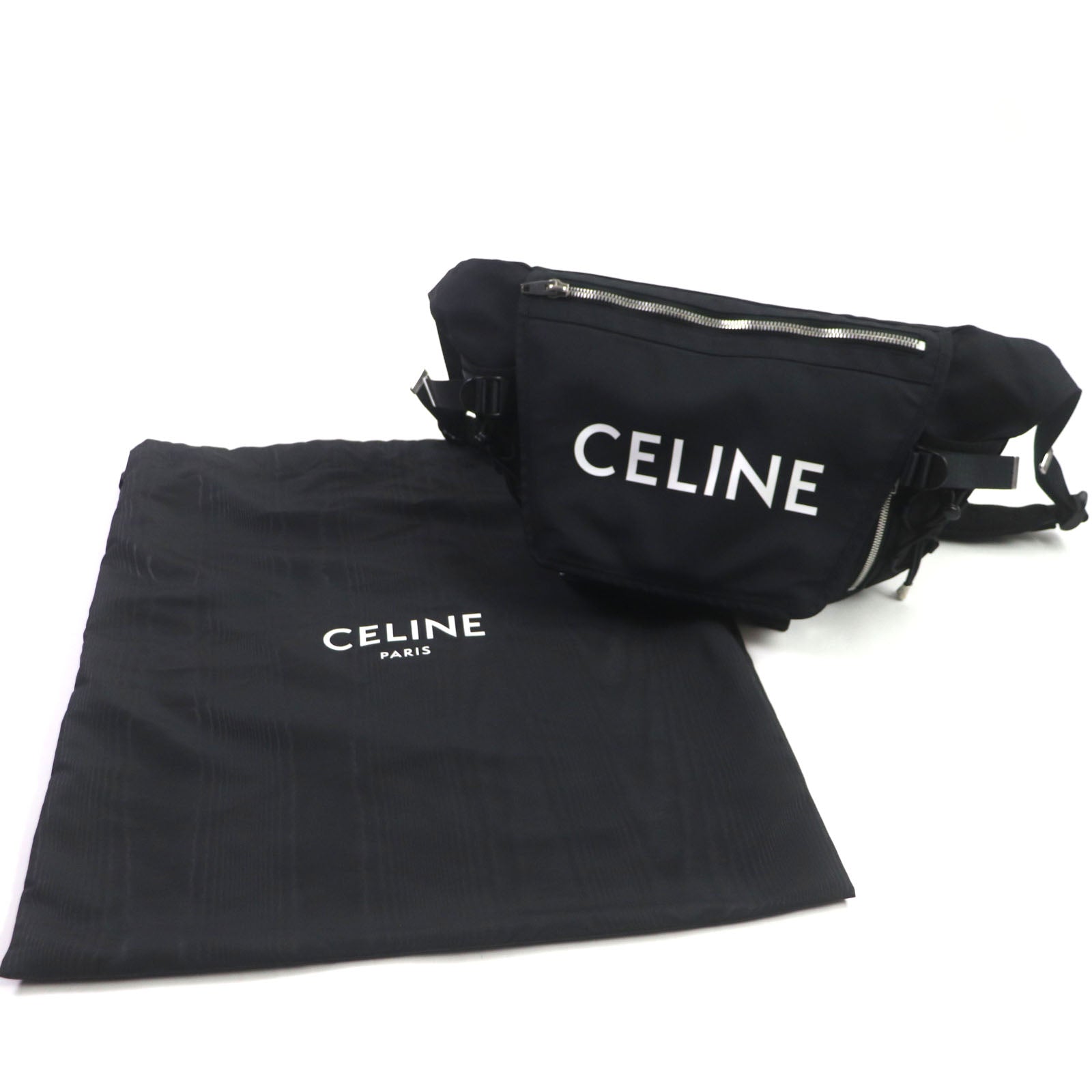 CELINE Sling bag Nylon black Medium Trekking Messenger mens Secondhand