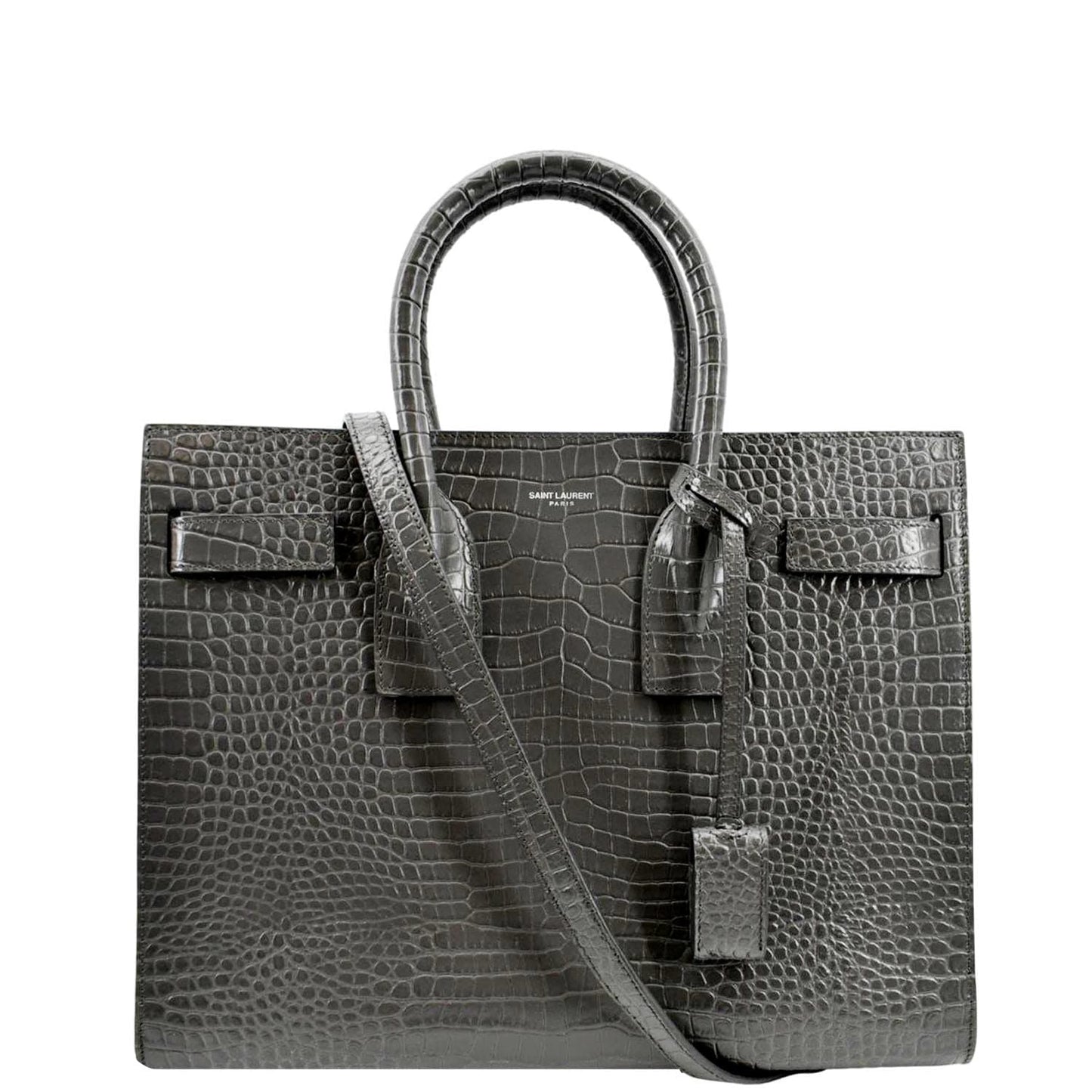 Saint Laurent Sac De Jour Crocodile Red Handbag Crocodile