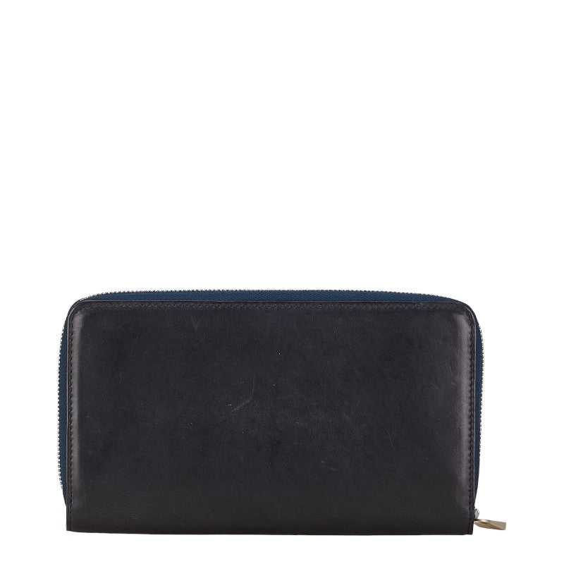 Louis Vuitton LV Cup Zippie Organizer Round Fashner Long Wallet M80709 Black Navy Leather Mens LOUIS VUITTON