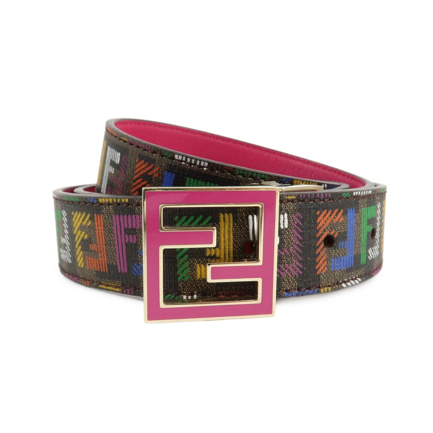 FENDI Zucchino PVC FF Logo Belt Multi Color