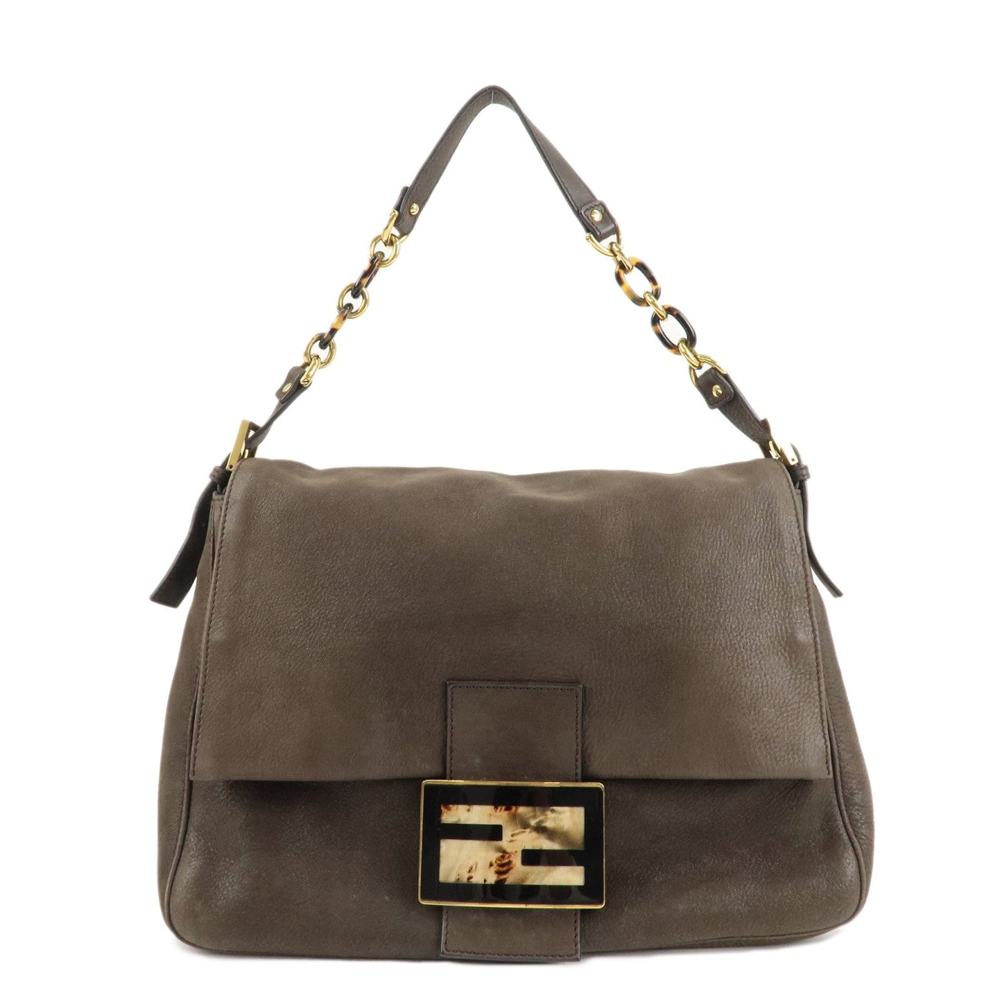 FENDI Big Mamma Baguette Leather Chain Shoulder Bag 8BR638