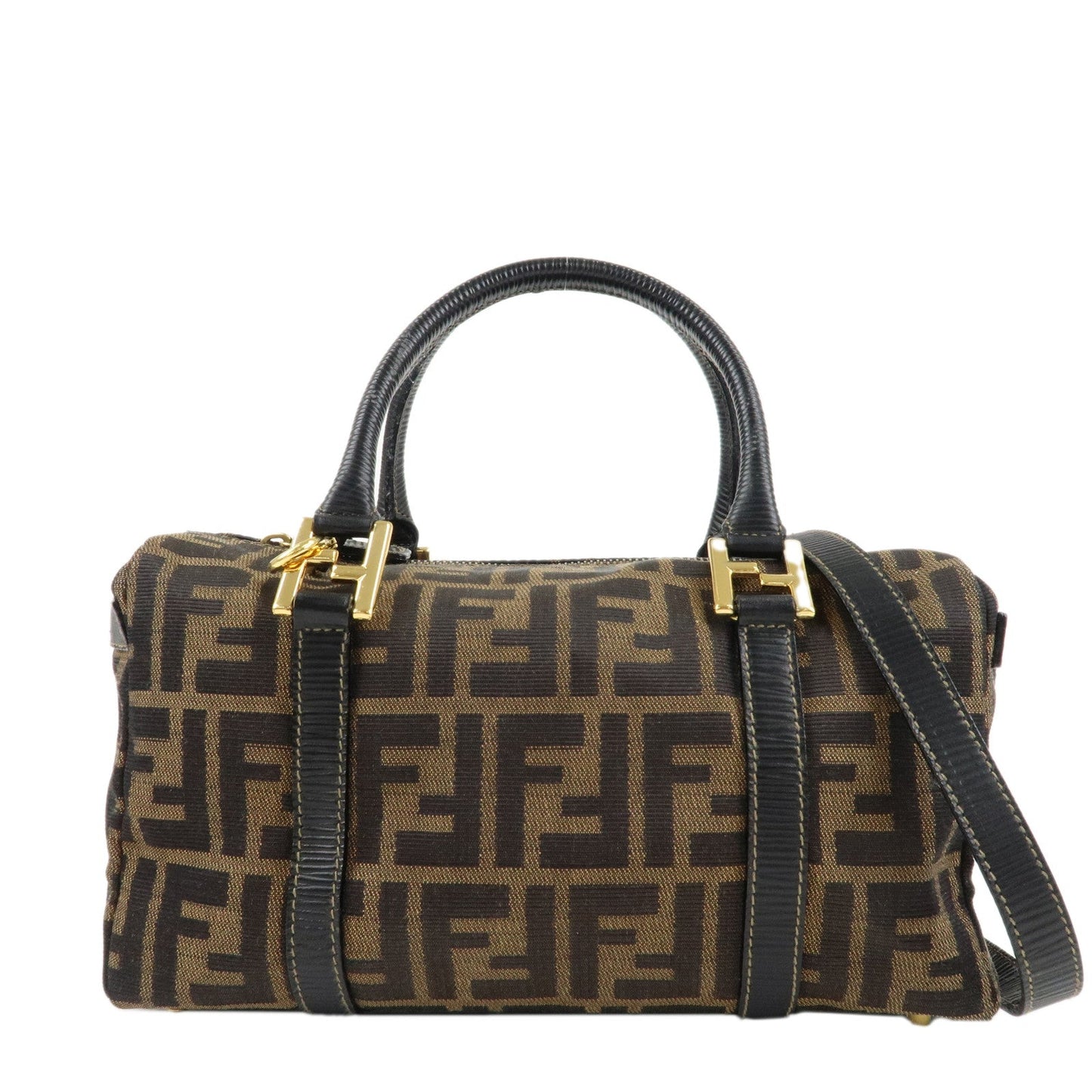 FENDI Zucca Canvas Leather 2WAY Bag Brown Black 261470
