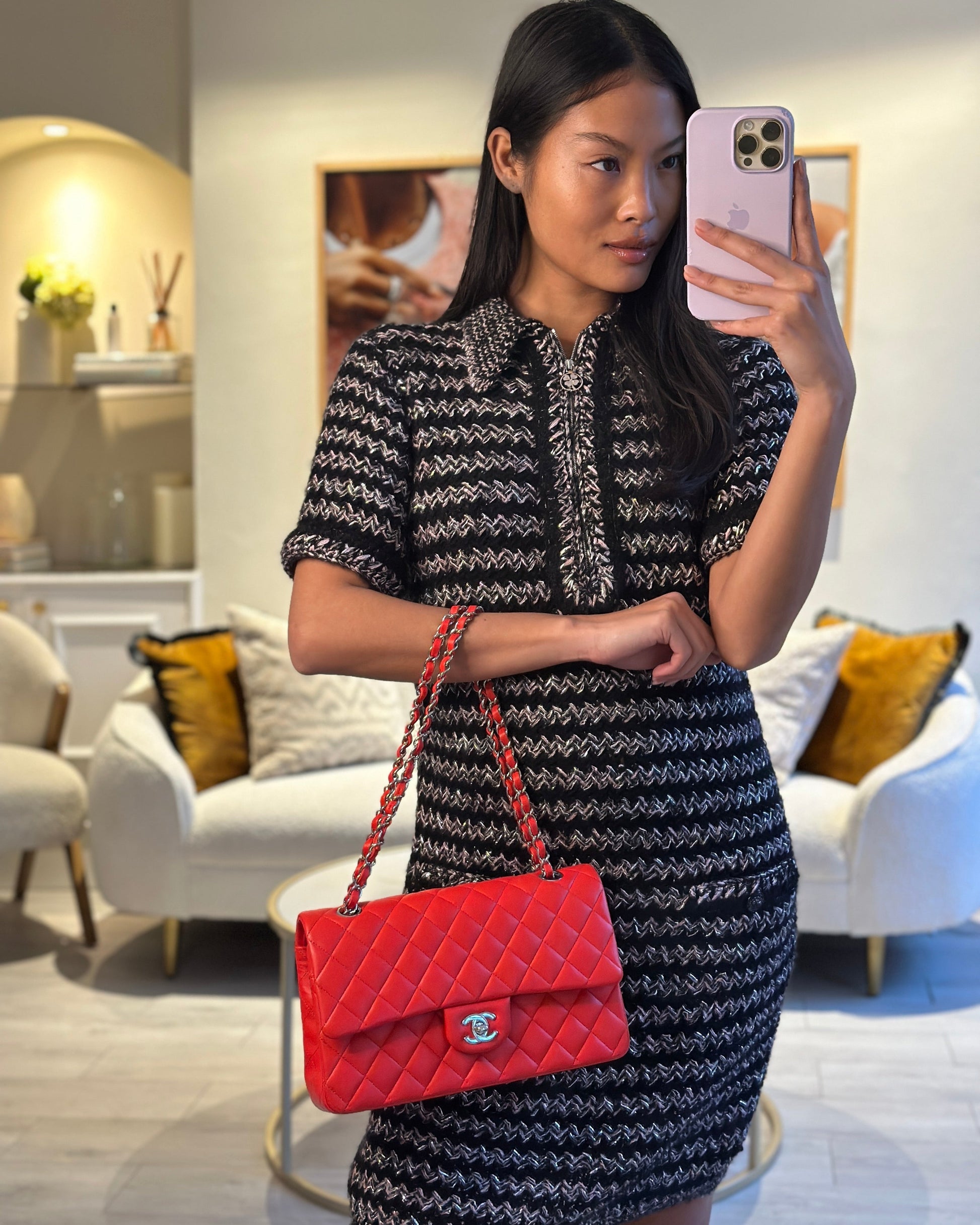 Chanel Scarlet Red Medium Classic Double Flap Bag - Rovelle Bags