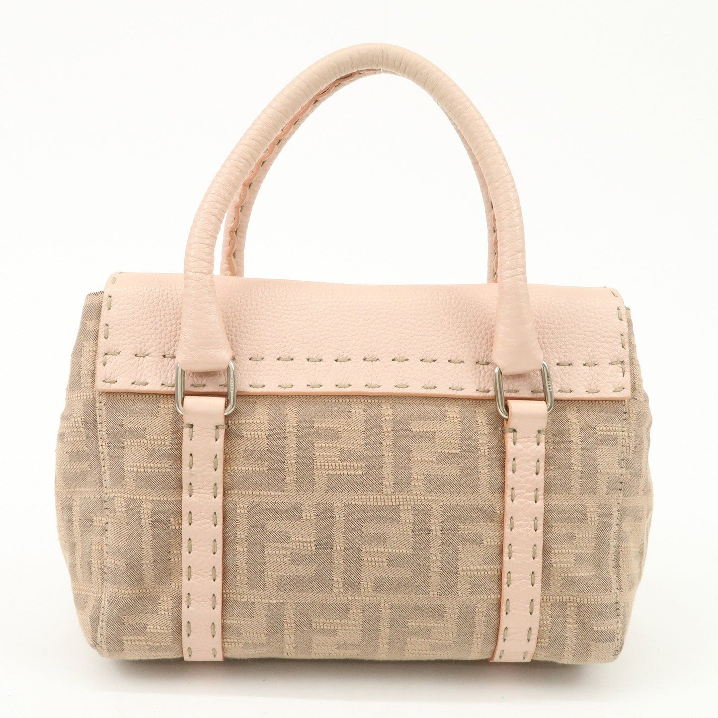 FENDI Zucca Selleria Leather Mini Linda Hand Bag Pink 8BR486