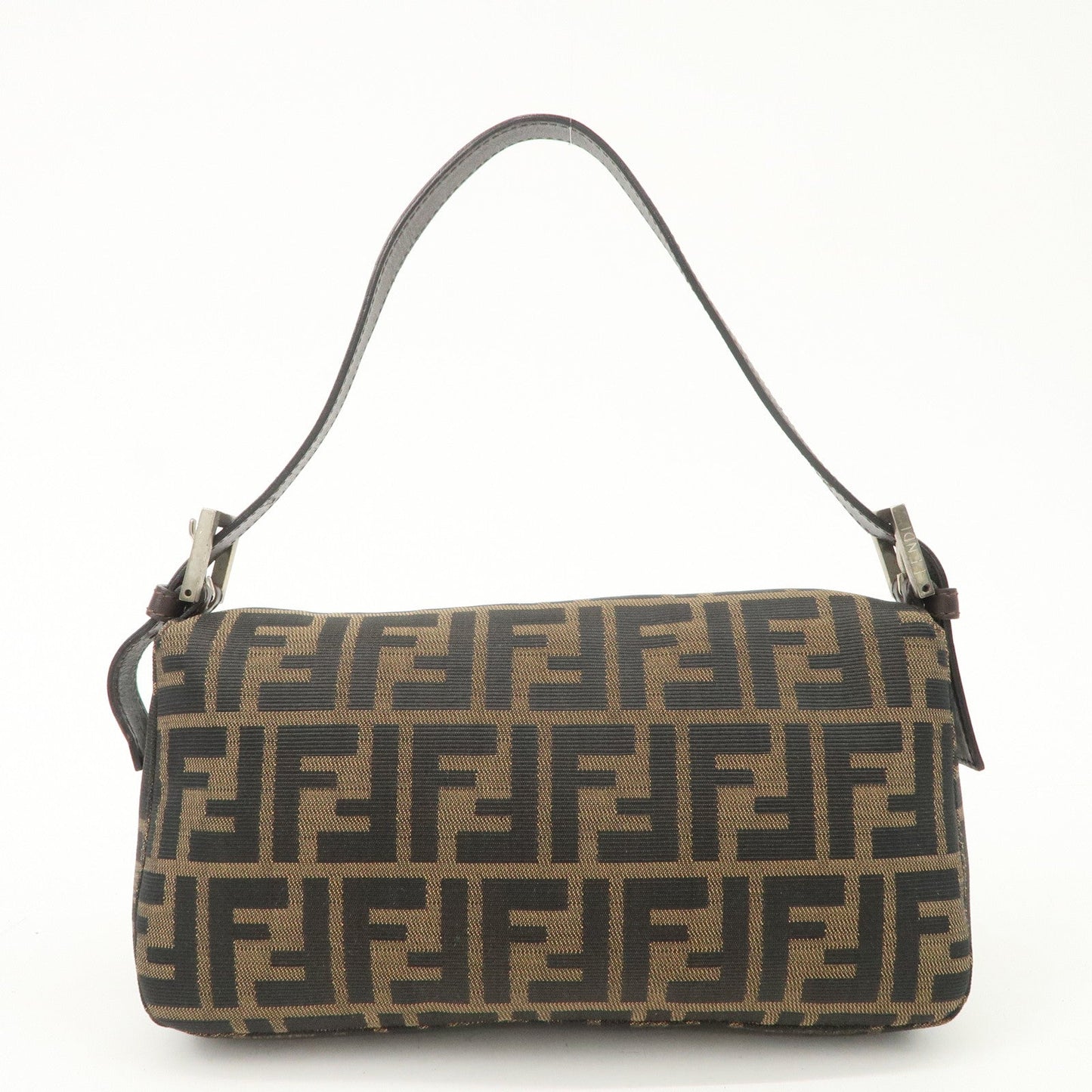 FENDI Zucca Mamma Baguette Canvas Shoulder Bag Brown Black 26424