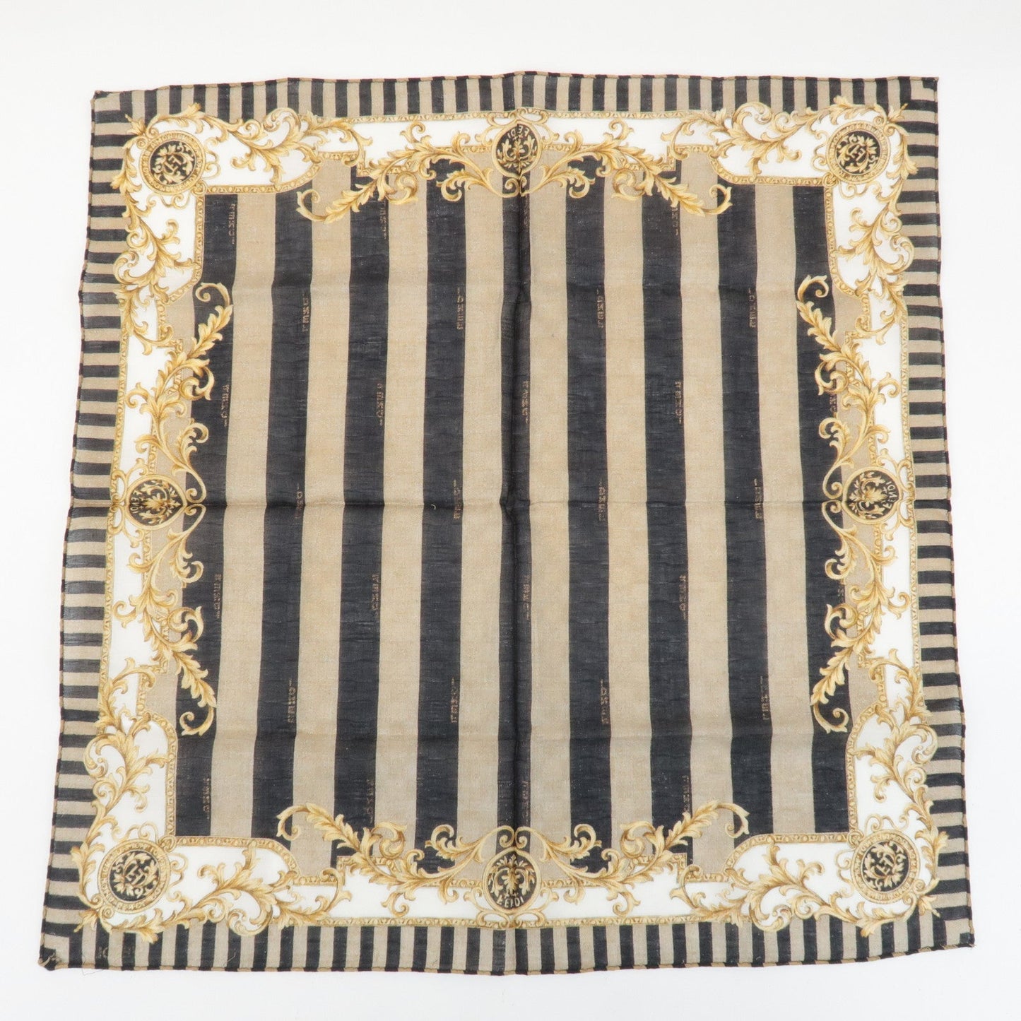 FENDI Set of 5 Cotton 100% Handkerchief Bordeaux Gray White Brown