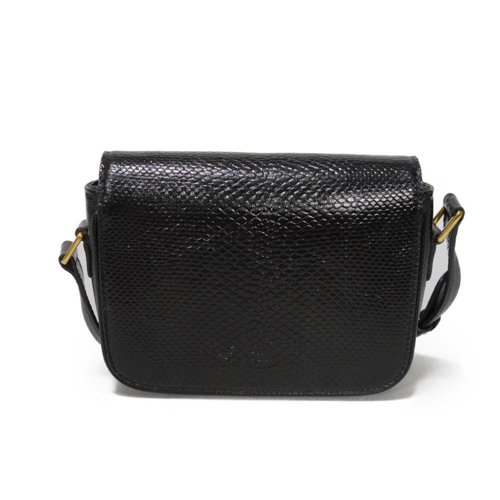 CELINE Shoulder Bag. Karung leather black exotic Tassel small bag Women