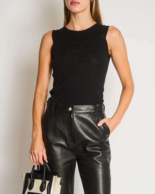 Chanel 95P Black Sleeveless Cotton Top Shoulder Bag - Rovelle Bags