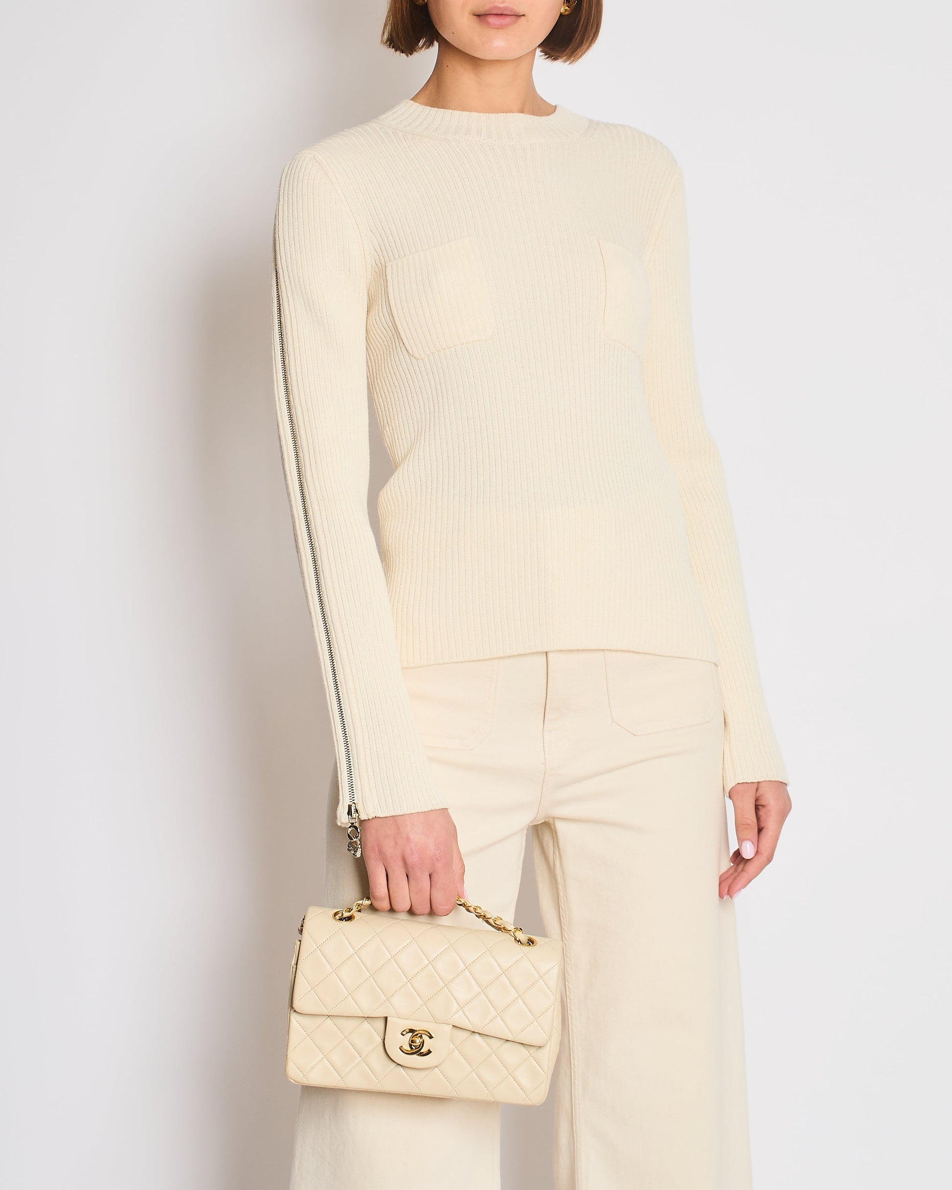Chanel Cream Knit Wool Jumper with Handbag - Rovelle Bags