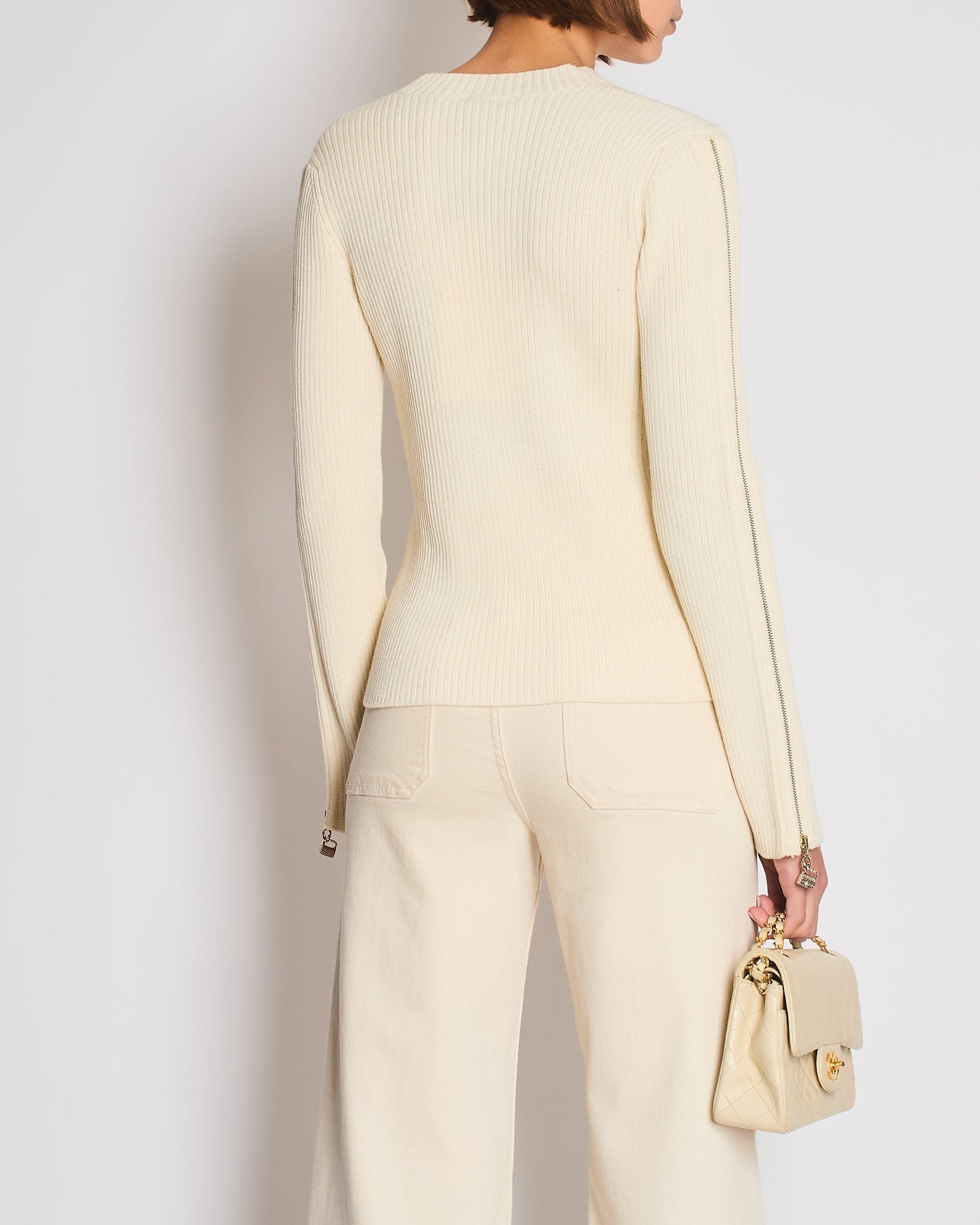 Chanel Cream Knit Wool Jumper with Handbag - Rovelle Bags