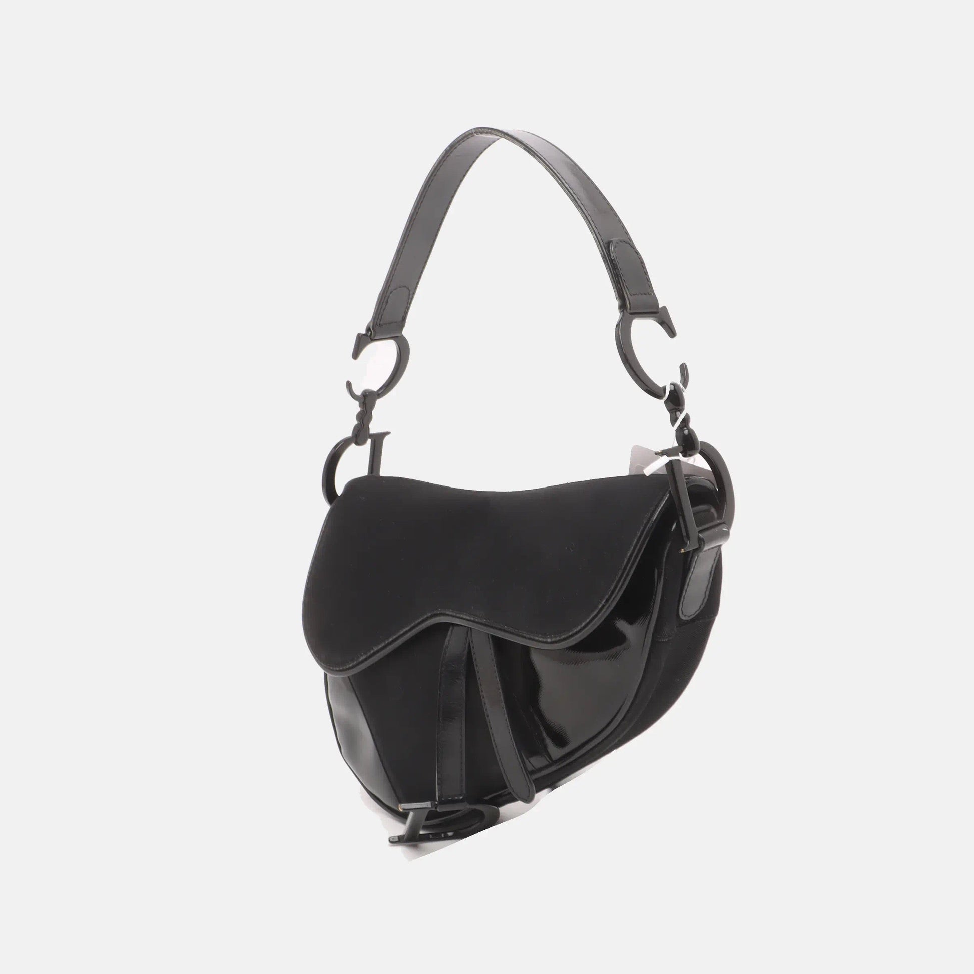Dior Saddle So Black Fabric and Patent Leather Shoulder Bag