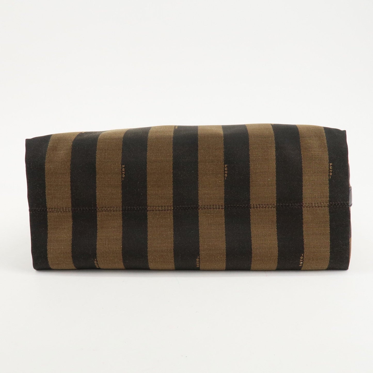 FENDI Pequin Canvas Leather Shoulder Bag Beige Black Brown 8BR653
