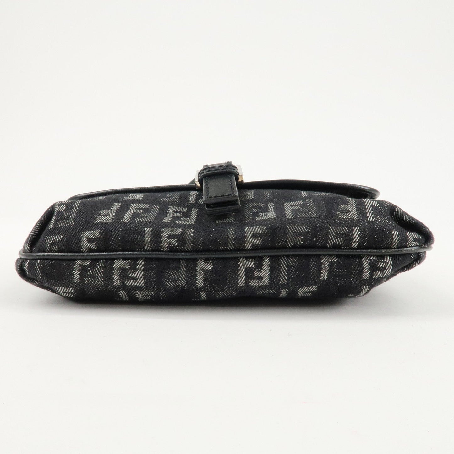FENDI Zucchino Canvas Leather Shoulder Bag Brown Black 8BT052