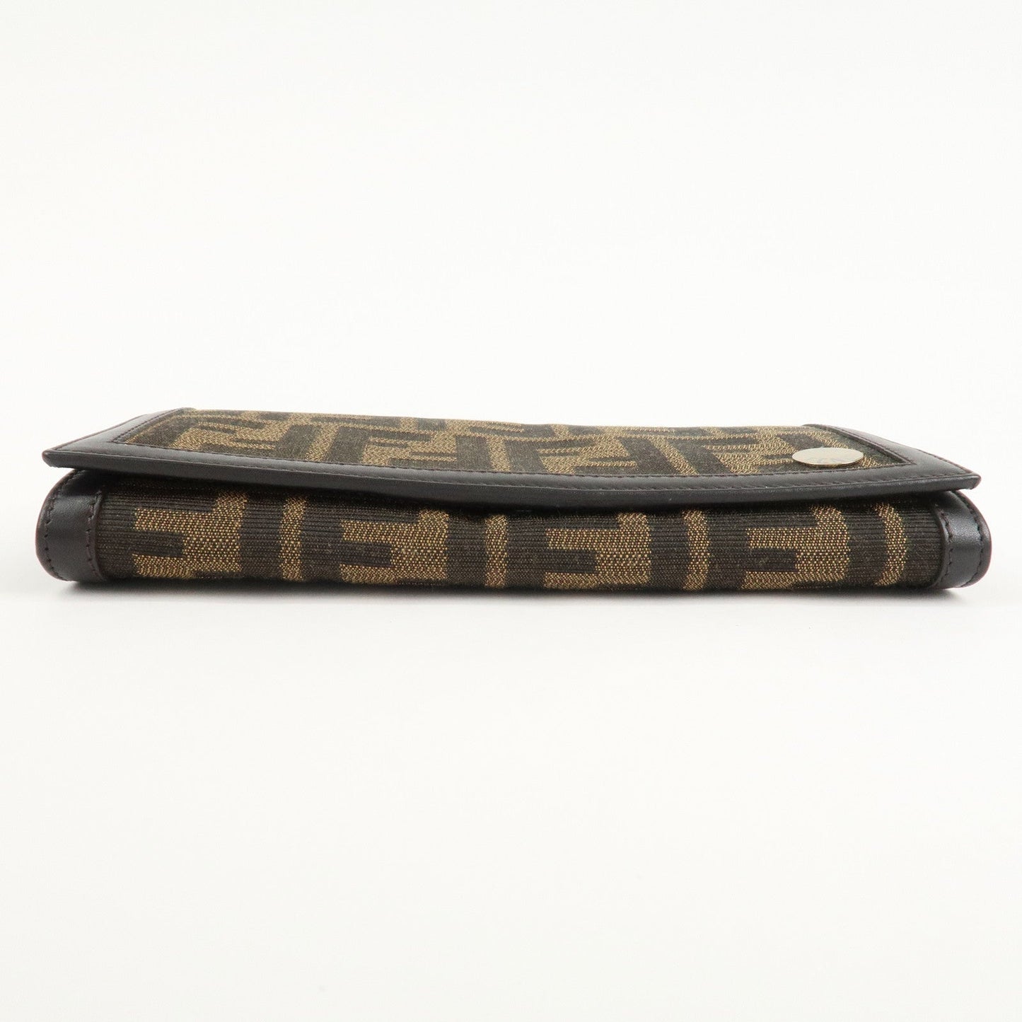 FENDI Zucca Canvas Leather Long Wallet Brown 8M0000