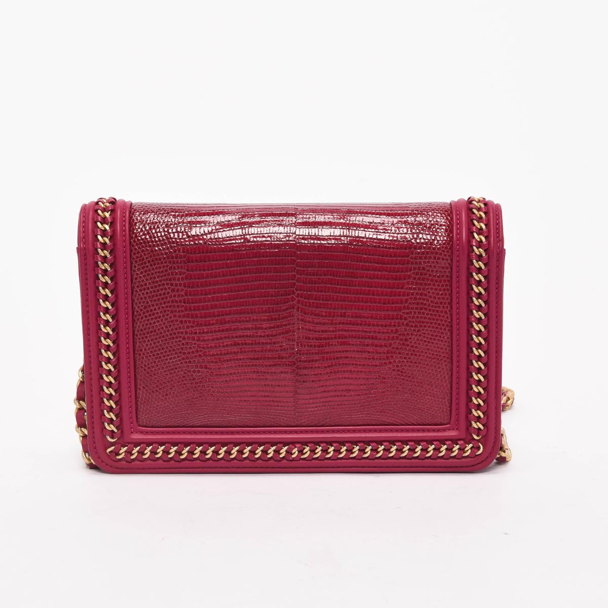 Chanel Magenta Lizard & Lambskin Chain Crossbody Bag - Rovelle Bags