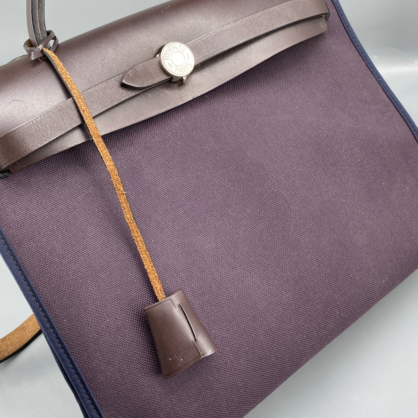 Hermes Herbag 31 Deep Grape Canvas Leather Shoulder Bag