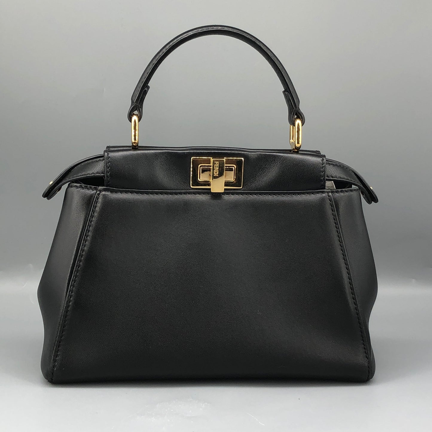 Fendi Peekaboo Mini Black Smooth Calf Leather Handbag