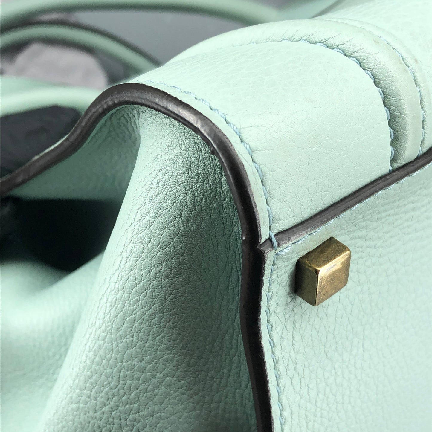 Celine Tiffany Blue Smooth Leather Luggage Handbag