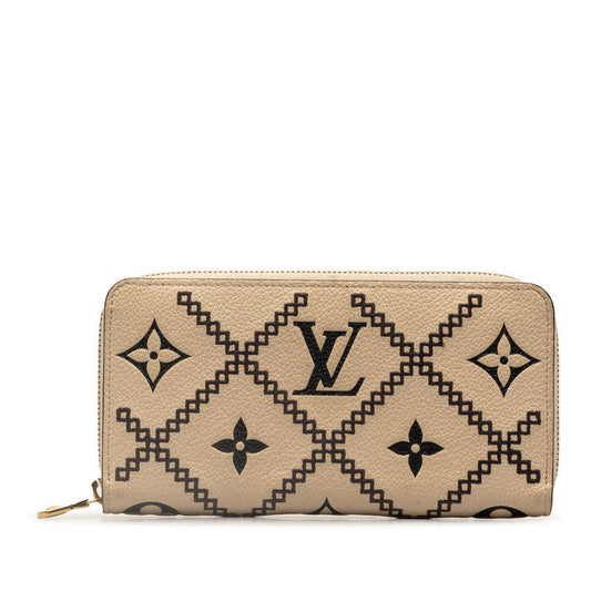 Louis Vuitton Monogram Amplant Broderie Zippie Wallet Long Wallet M81141 Cream Beige Leather Louis Vuitton