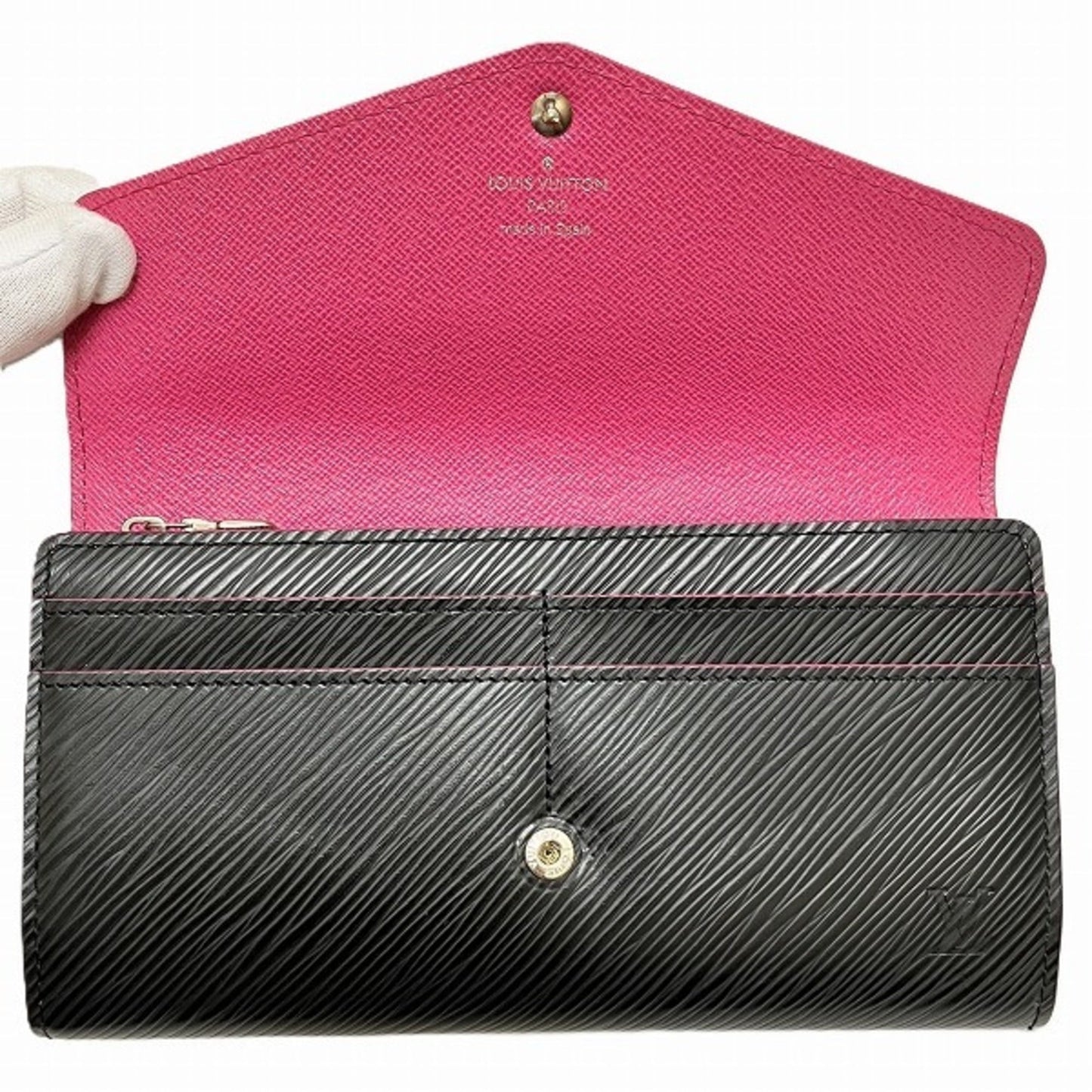 Louis Vuitton Epi Noir pink Long Wallet (Bi-Fold)