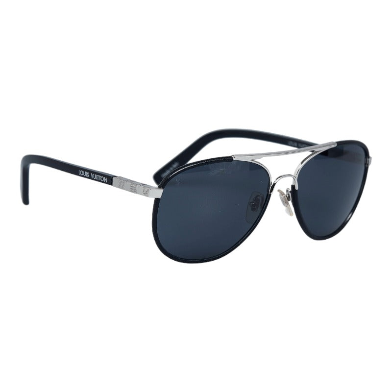 Louis Vuitton Attraction Pilot Sunscreen Z0704U Black Silver Metal Leather Louis Vuitton