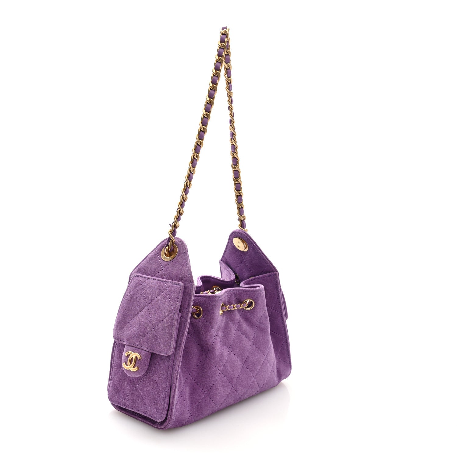 Chanel Suede Quilted Mini Chanel 25 Handbag - Rovelle Bags