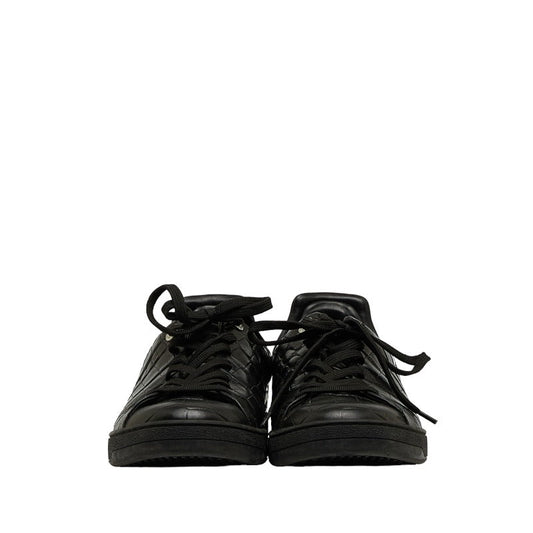 Louis Vuitton Crocodile Front Loop Lockout Sneaker MS0136 Black Silver Leather Lavender Men LOUIS VUITTON