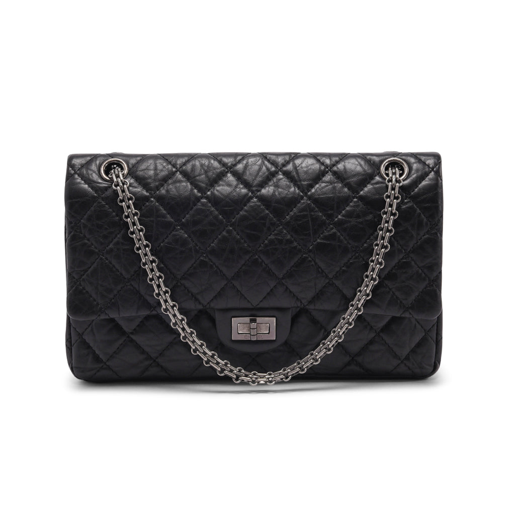 Chanel Black Distressed Calfskin 2.55 Reissue Flap Bag - Rovelle Bags