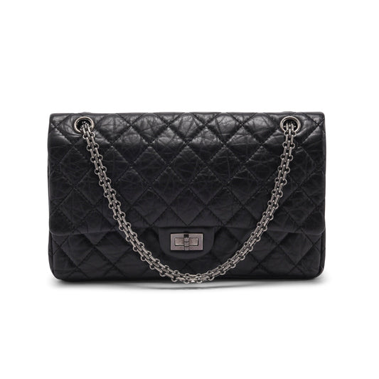 Chanel Black Distressed Calfskin 2.55 Reissue Flap Bag - Rovelle Bags