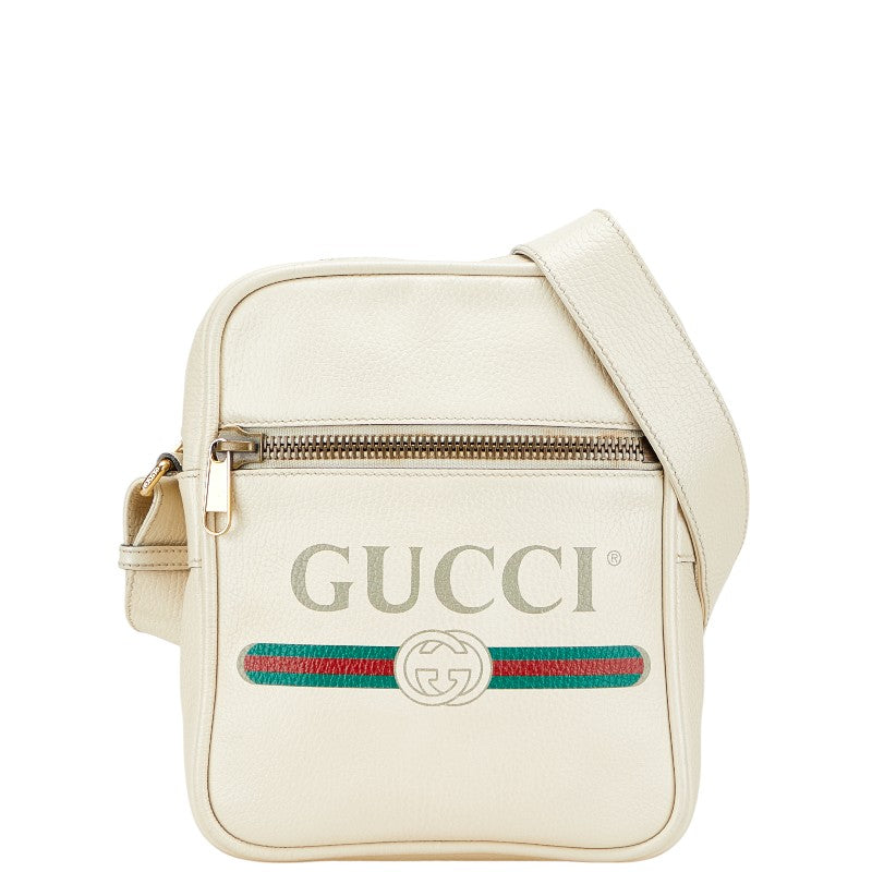 Gucci Logo Print Leather Shoulder Bag