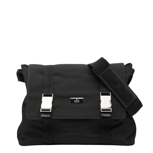 Gucci 122373 Nylon Leather Messenger Bag