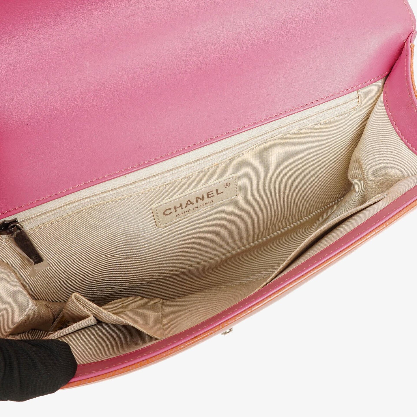 Chanel Large Boy Pink Distressed Patent Quilted Flap Bag
