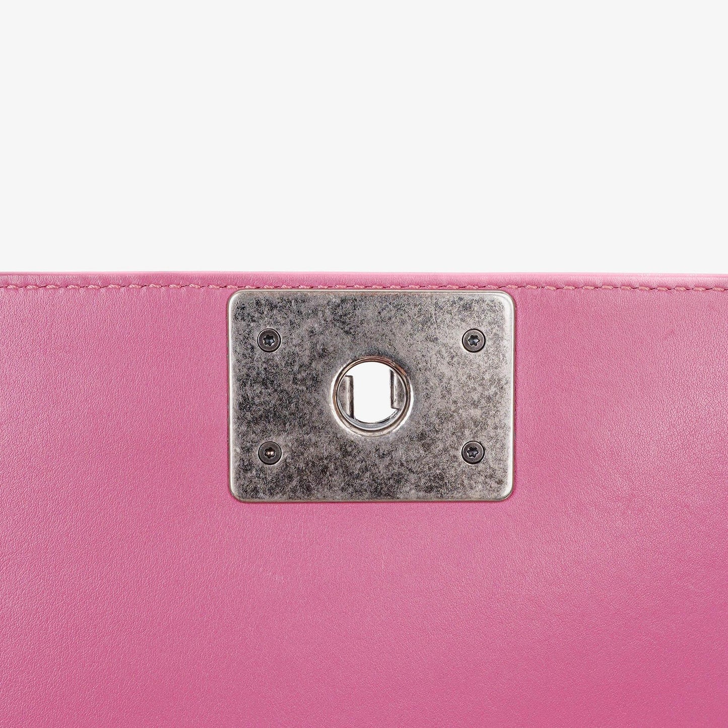 Chanel Large Boy Pink Distressed Patent Quilted Flap Bag