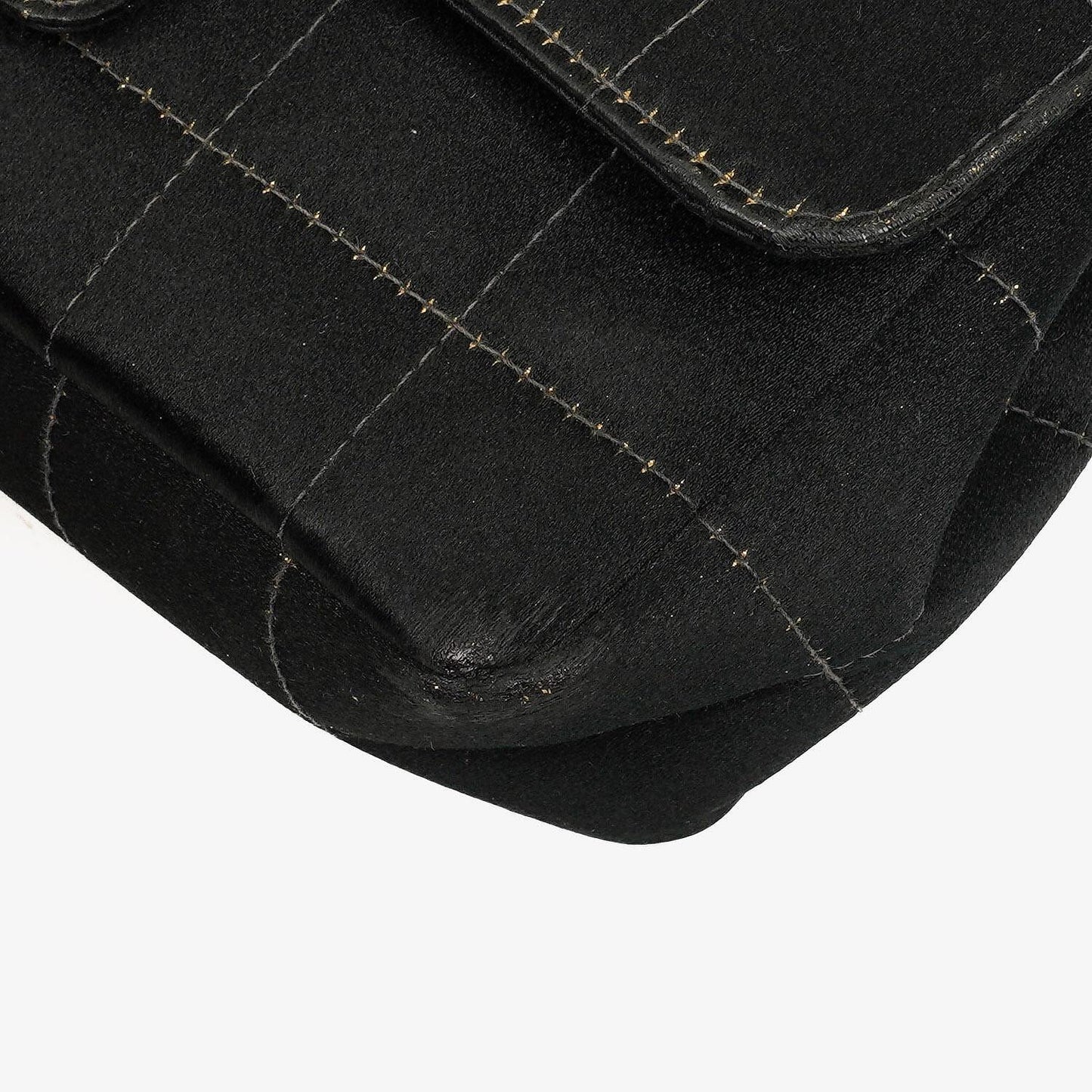 Chanel Black Satin Chocolate Bar Quilted Rectangular Mini Flap Bag
