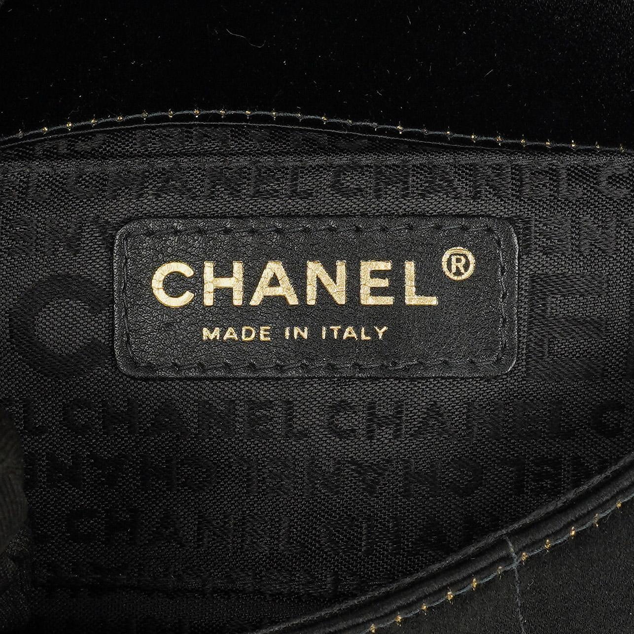 Chanel Black Satin Chocolate Bar Quilted Rectangular Mini Flap Bag