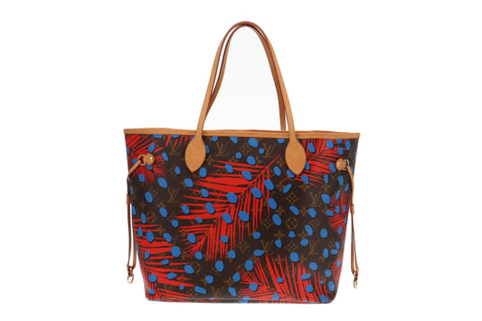 Louis Vuitton Monogram Blue and Red Jungle Dots Neverfull MM with Pochette Ltd. Ed.