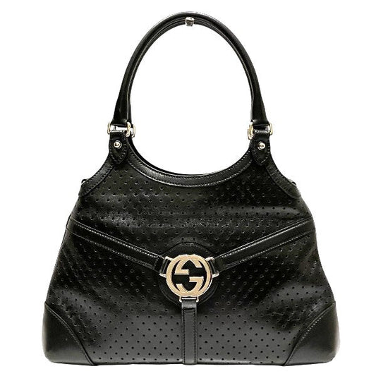 Gucci Interlocking G Punching Leather Handbag