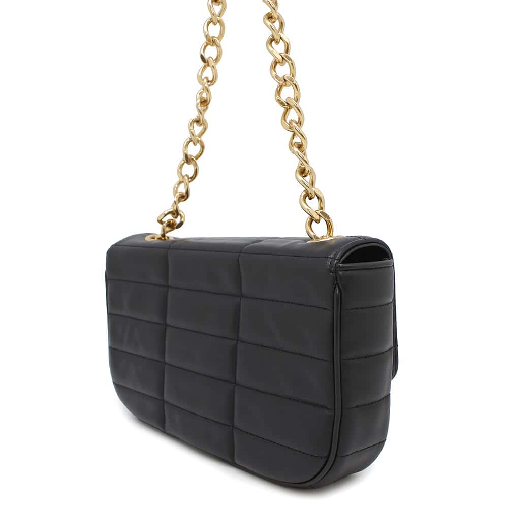 CELINE Chain Matelasse MonoChrome Shoulder Black Goatskin Leather
