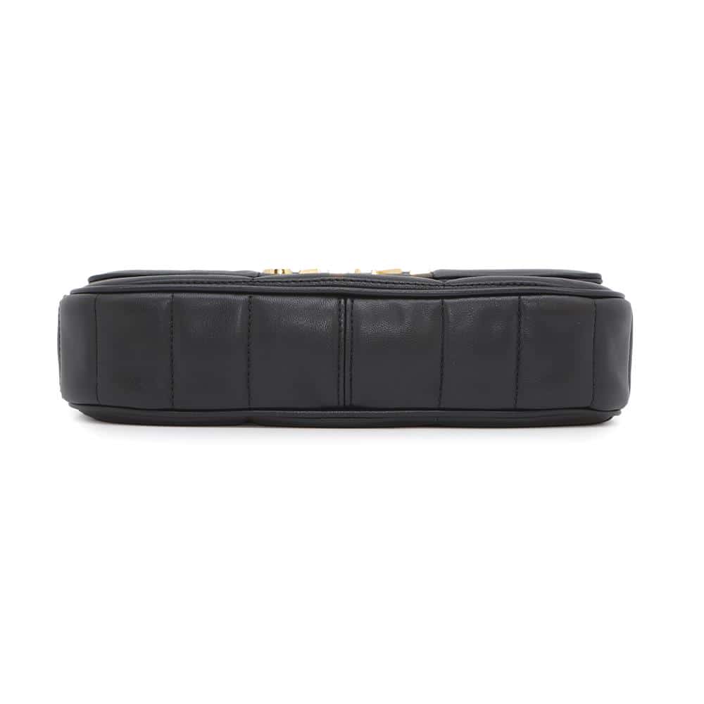 CELINE Chain Matelasse MonoChrome Shoulder Black Goatskin Leather