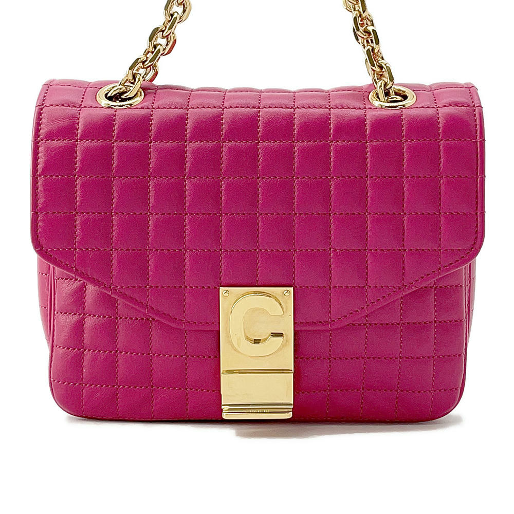 CELINE C-C ChainShoulder Bag Pink188403 Leather Size Small